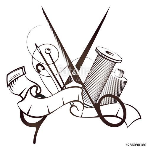 Scissors And Needle Cutting And Sewing Vector Stock Image 500x500 Scissors And Needle Cutting And Sewing Vector Stock Image