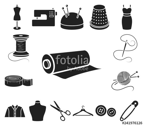 Atelier And Sewing Black Icons In Set Collection For Design 500x436 Atelier And Sewing Black Icons In Set Collection For Design