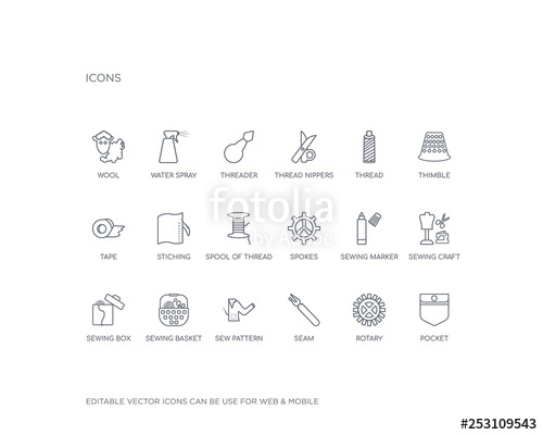 Simple Set Of Sew Vector Line Icons Contains Such Icons As Pocket 500x400 Simple Set Of Sew Vector Line Icons Contains Such Icons As Pocket