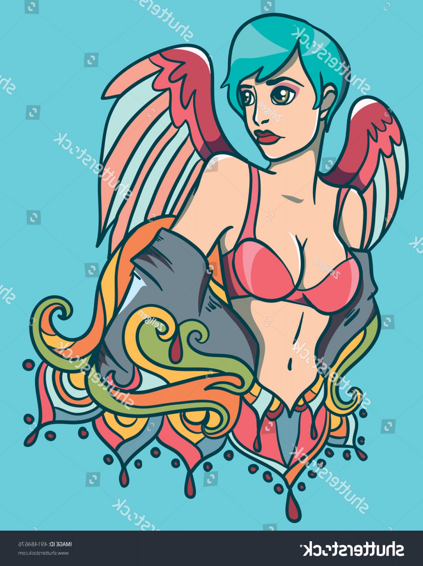 Vector Illustration Sexy Girl Angel Ornament Lamaison 1435x1920 Vector Illustration Sexy Girl Angel Ornament Lamaison