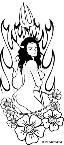 222x500 Sexy Devil Girl Tattoo Stock Image And Royalty Free Vector