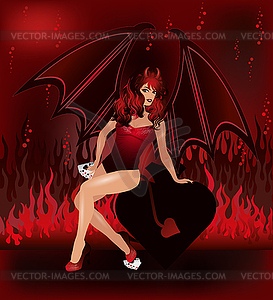 273x300 Sexy Devil Girl And Poker Crads, Vector Illustration