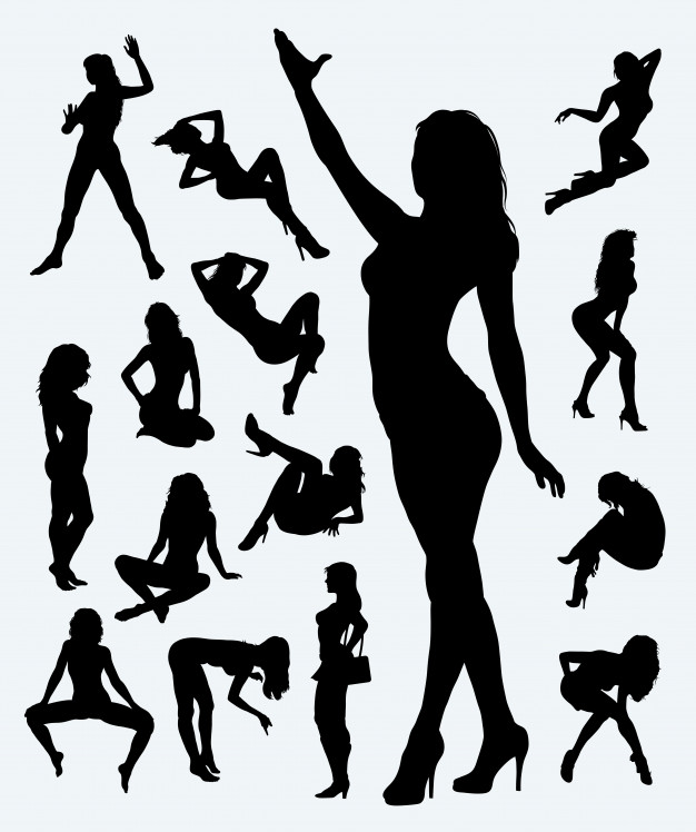 626x748 Sexy Girl In Action Silhouette Vector Premium Download