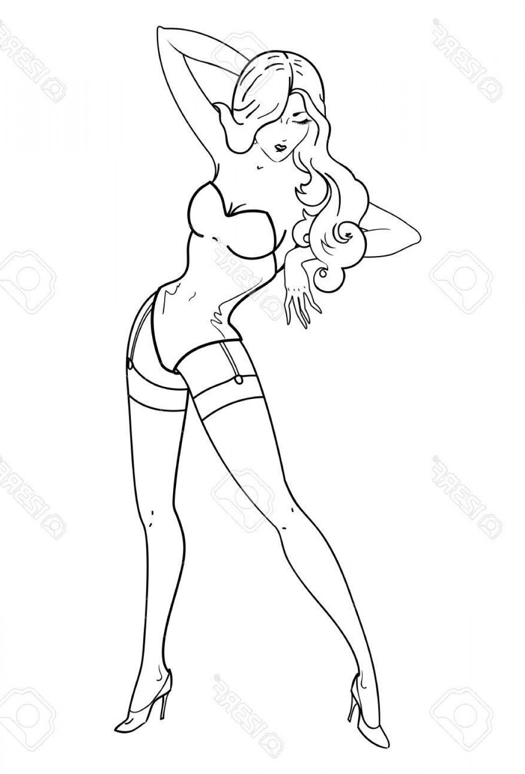 1059x1560 Photostock Vector Vector Pin Up Classic Sexy Girl In Lingerie