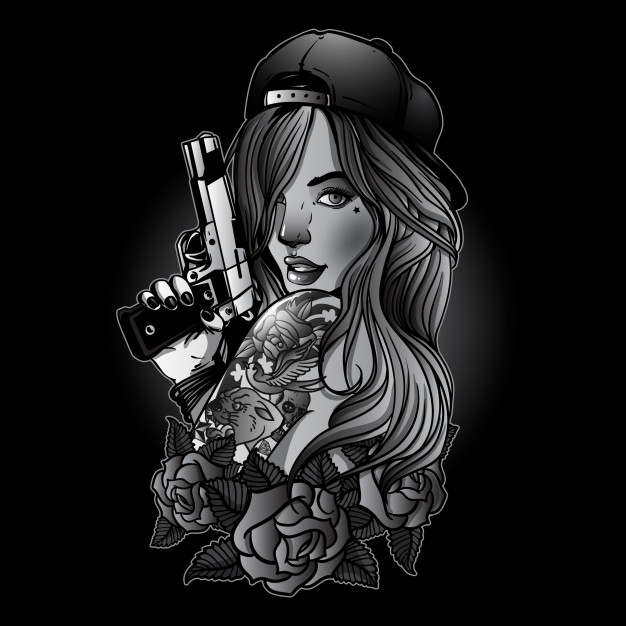 626x626 Sexy Gangsta Girl Vector Premium Download