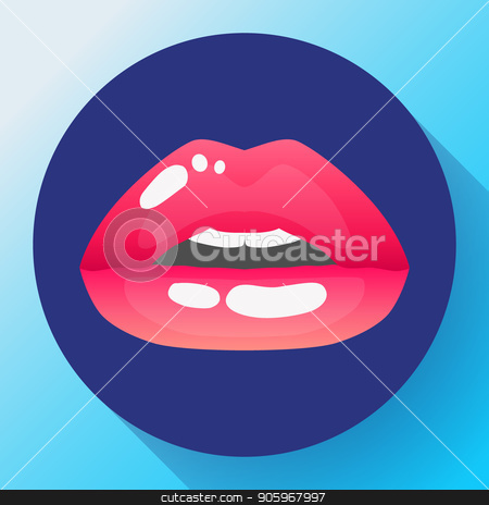 450x464 Red Lips Vector Illustration Of Sexy Womans Lips Of Half Open