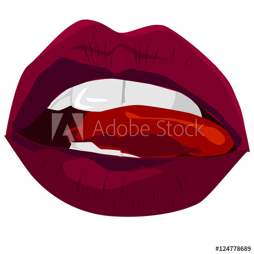 500x500 Red Sexy Lips Vector Illustration Open Mouth With Tongue