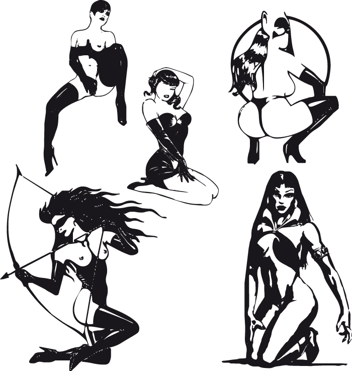 700x738 Hand Drawn Sexy Women Elements Vector Material Free Download