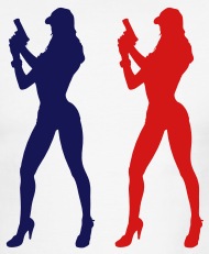 190x231 Darr Sexy Silhouette Girl Gun Men's Ringer T Shirt Spreadshirt