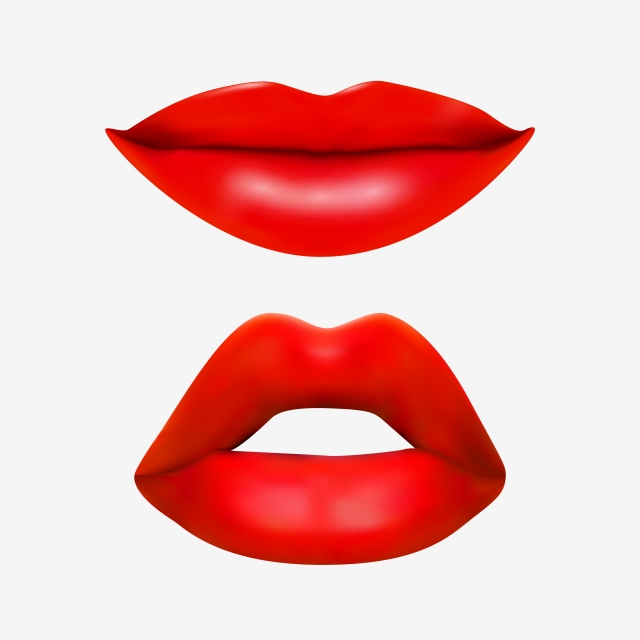 640x640 Female Sexy Red Lips Realistic Vector Clipart, Comic, Fun, Closed