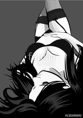 354x500 Sexy Girl In In Black Lingerie Lying Down