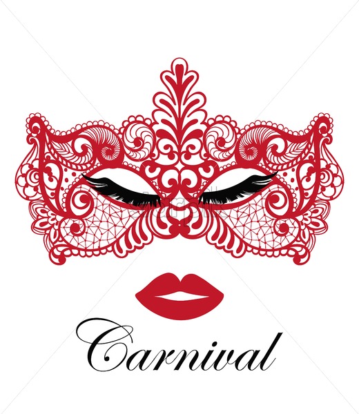 520x600 Red Mask Lace Vector Sexy Woman Face Template Masquerade Party
