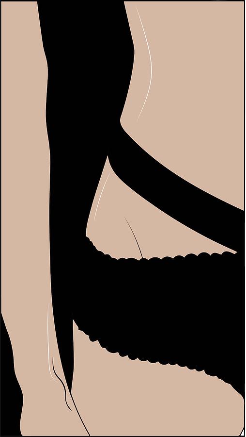 508x900 Vector Illustration Sexy Woman In Black Lingetie Digital Art