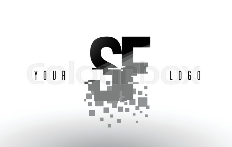 800x508 Sf S F Pixel Letter Logo With Digital Stock Vector Colourbox