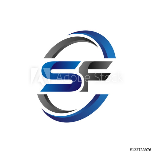 500x500 Simple Modern Initial Logo Vector Circle Swoosh Sf