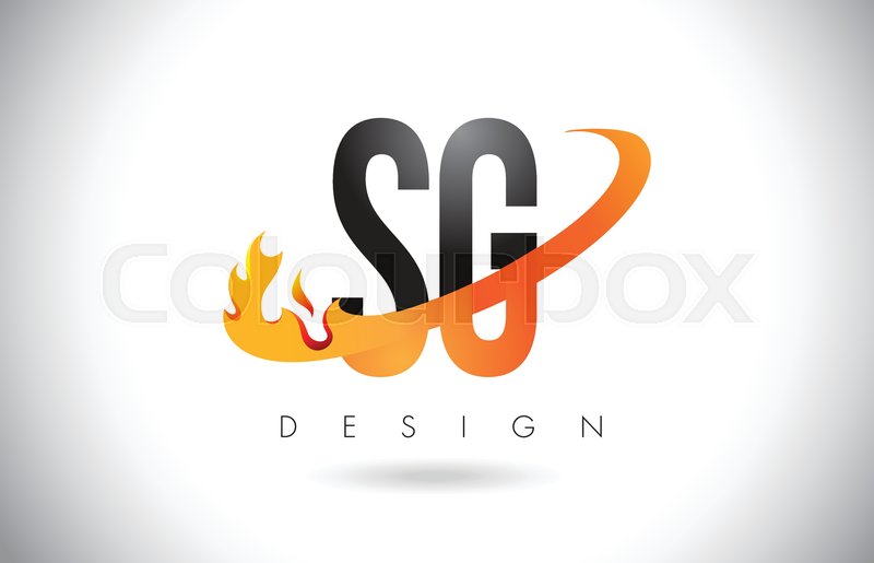 800x515 Sg S G Letter Logo Design With Fire Stock Vector Colourbox
