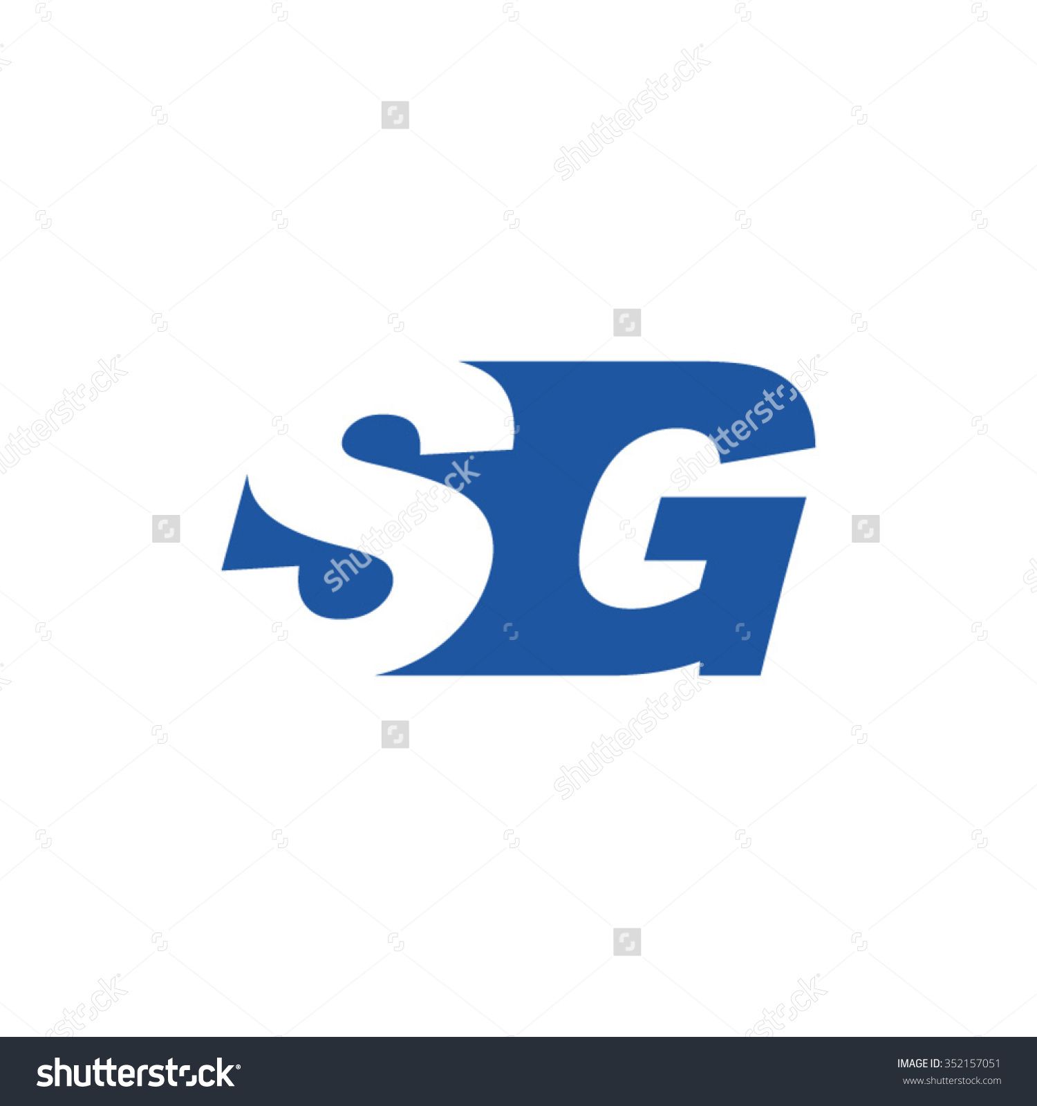 1500x1600 Sg Negative Space Letter Logo Blue Stock Vector Illustration