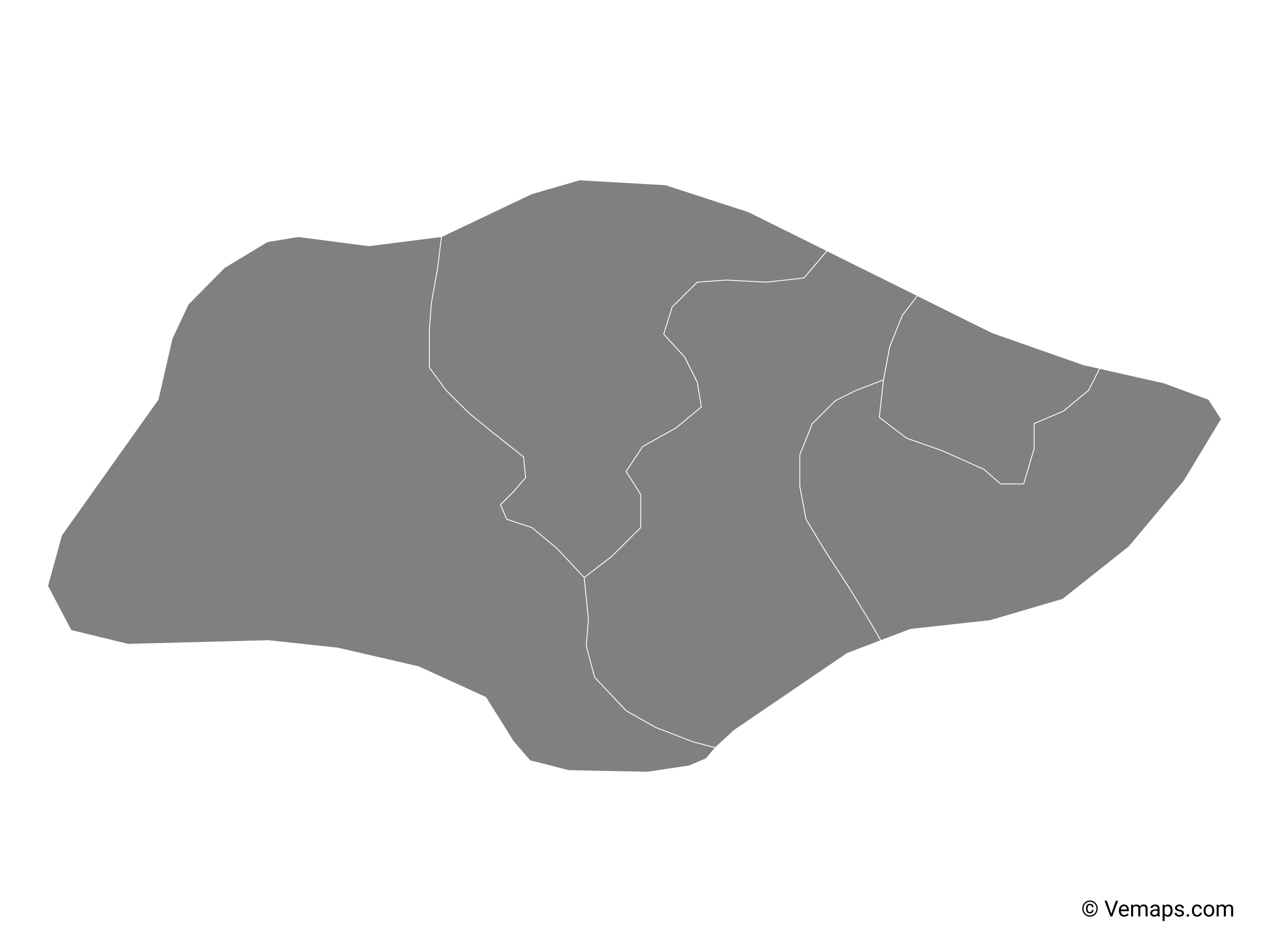 3000x2250 Grey Map Of Singapore With Regions Free Vector Maps