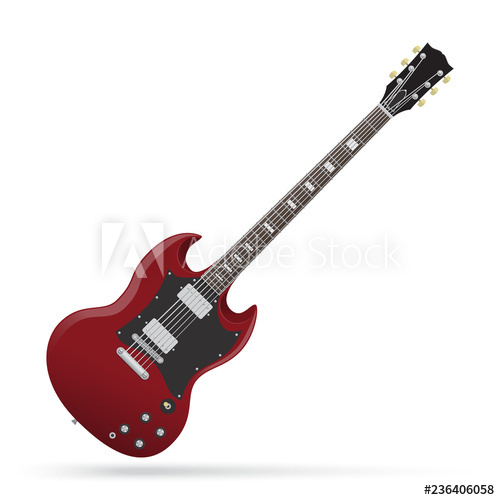 500x500 Vector Illustration Of Realistic Electric Guitar Isolated On White
