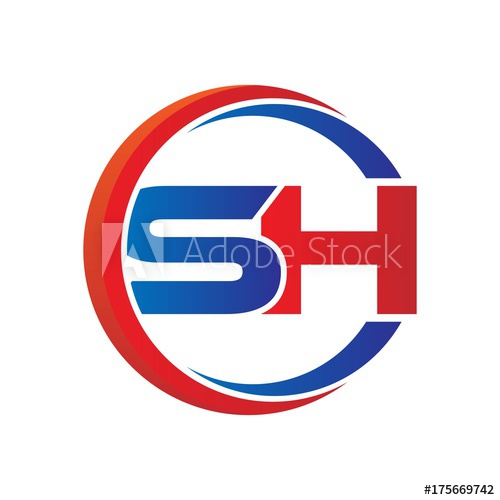500x500 Sh Logo Vector Modern Initial Swoosh Circle Blue And Red