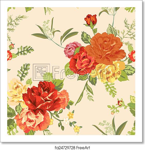 561x581 Free Art Print Of Seamless Floral Shabby Chic Background