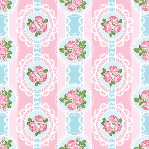 490x490 Shabby Chic Rose Seamless Pattern On Pink Background