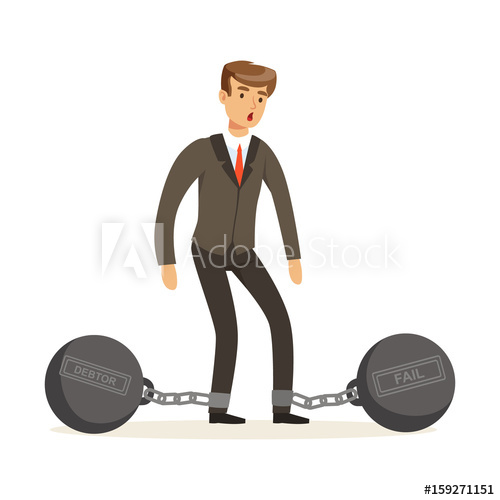 500x500 Office Worker Character With Shackles Vector Illustration