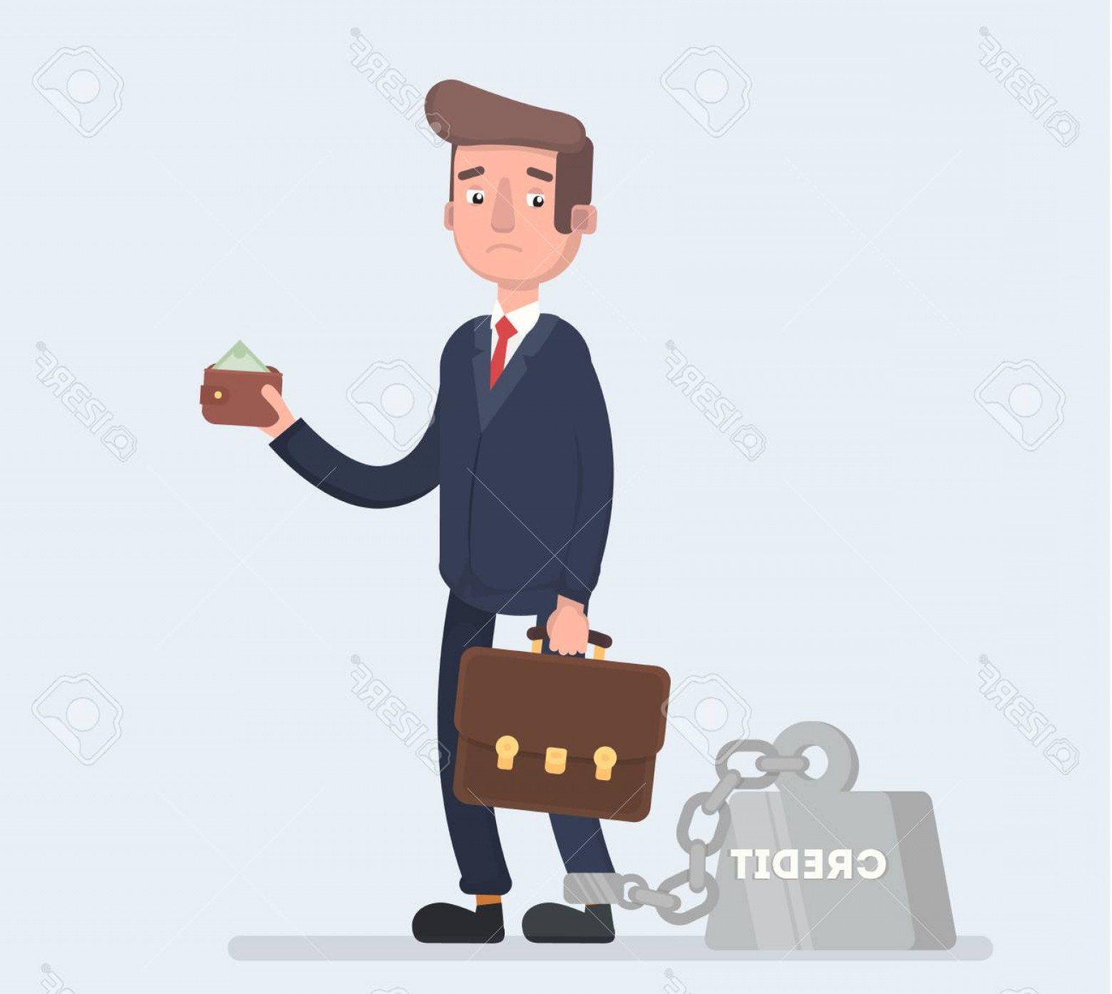 1560x1394 Photostock Vector Business Man Is Chained To His Heavy Loan