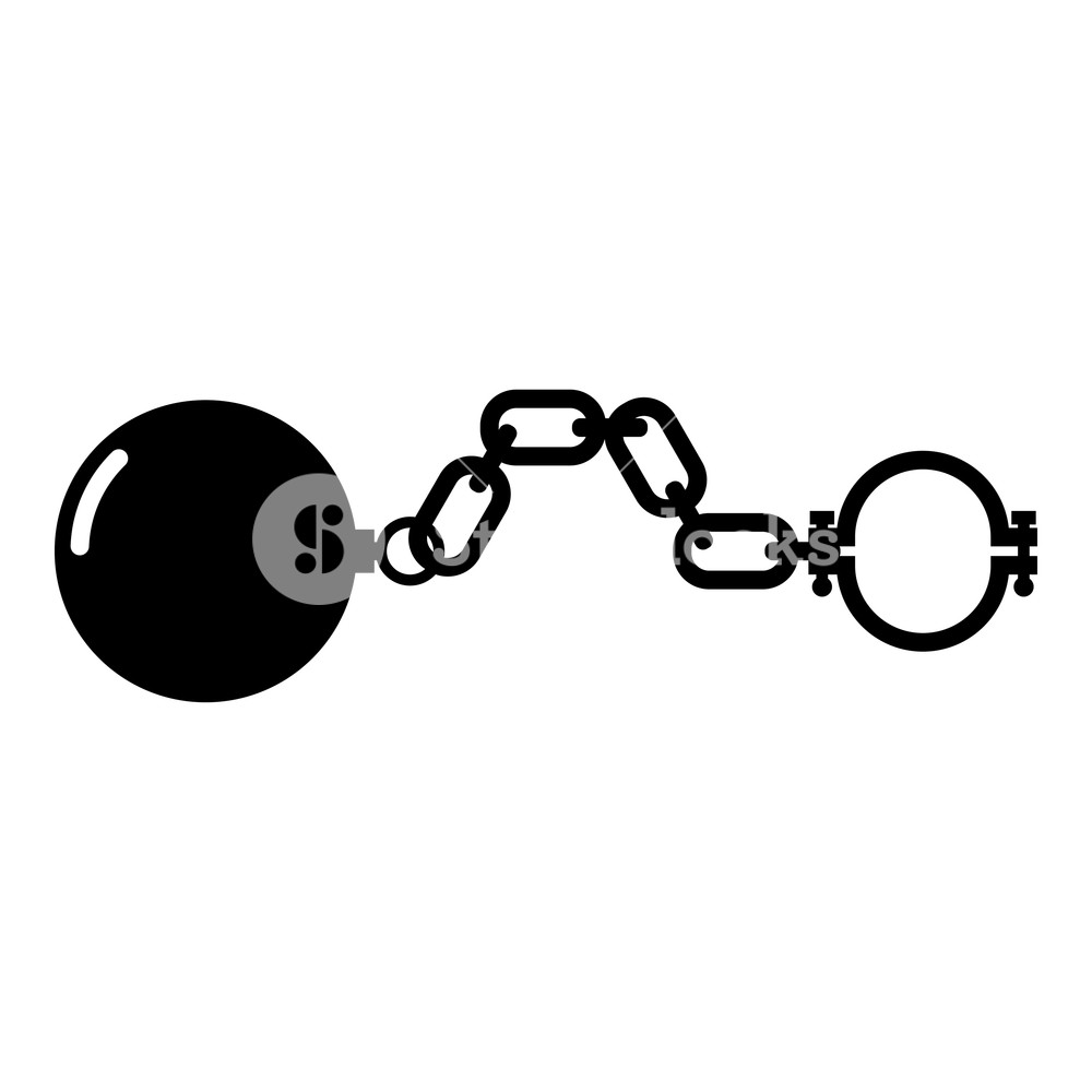 1000x1000 Shackles With Ball Icon Black Color Vector Illustration Flat Style