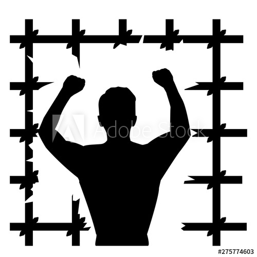 500x500 Freedom,fist Breaks The Cage,man Breaks The Shackles Vector Image