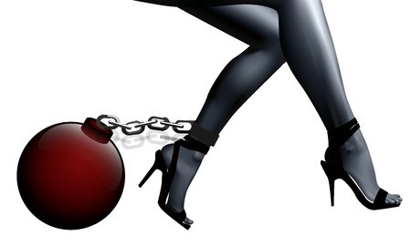 450x270 Female Legs In Chains And Shackles, Vector Art Illustration