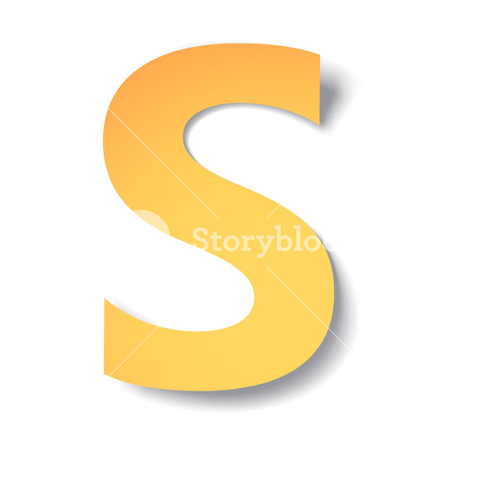 1000x1000 Yellow Gold Letter S Carved From Paper With Soft Shadow Vector