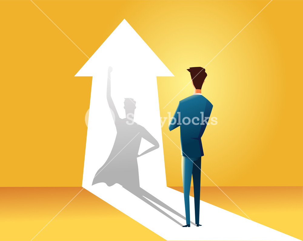 1000x797 Businessman With Superhero Shadow Vector Concept Business Symbol