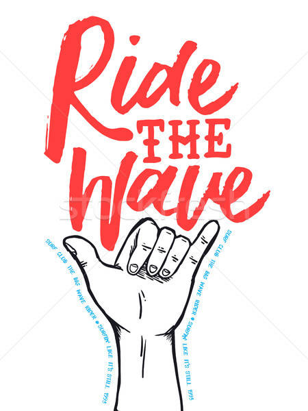 450x600 Surf Shop Poster Quote With Hand Drawn Shaka Sign Vector
