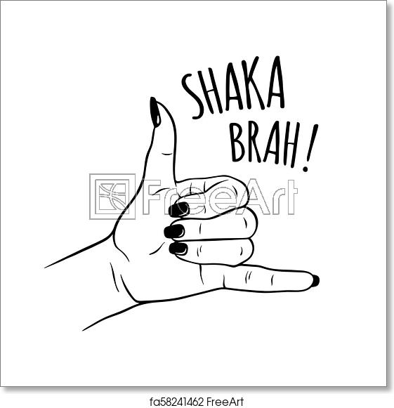 561x581 Free Art Print Of Female Hand In Shaka Sign Gesture Hand Drawn
