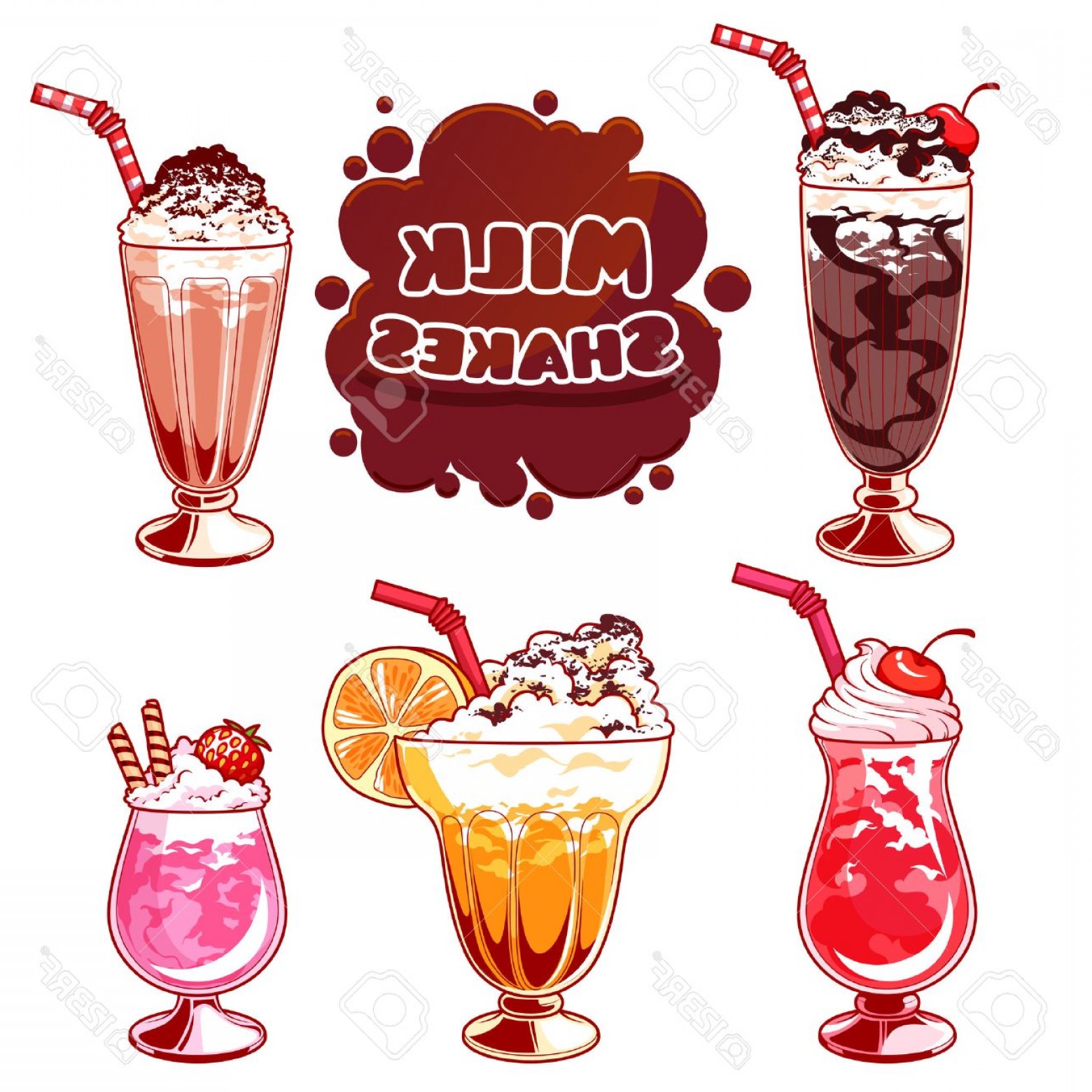 1560x1560 Photostock Vector Set Of Different Milkshakes Chocolate Milkshake
