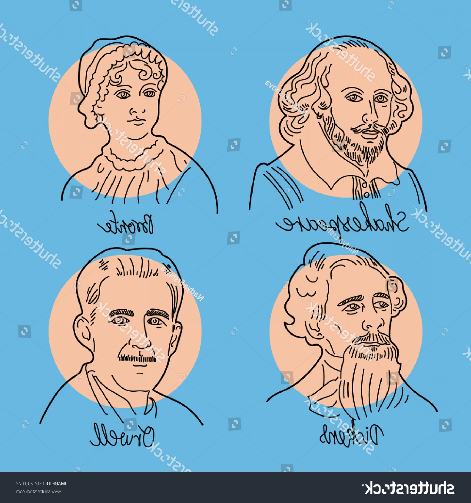 1800x1920 Portrait Set Famous English Writers Shakespeare Newwaysys