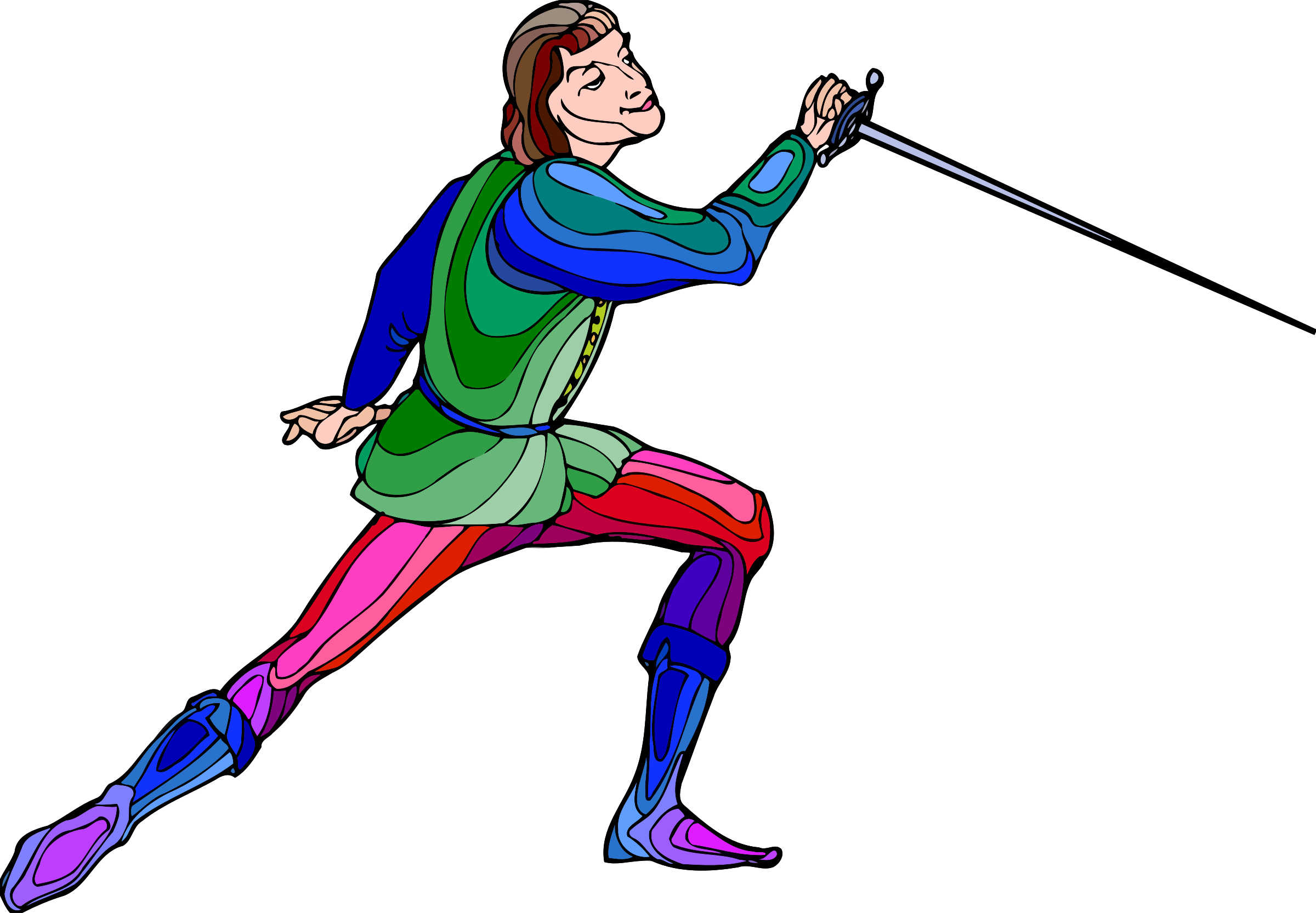 2400x1666 Shakespeare Fencing Character Vector Clipart Image