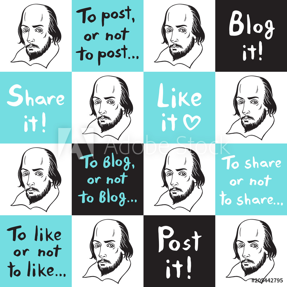 1000x1000 Fotografie, Obraz Seamless Vector Pattern With Shakespeare