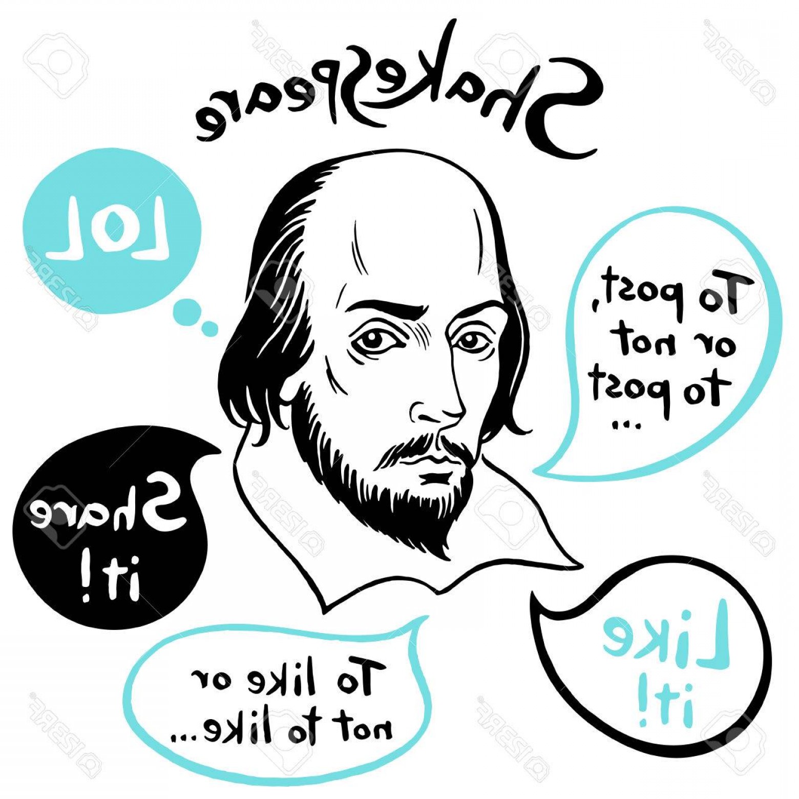 1560x1560 Photostock Vector Shakespeare Portrait With Speech Bubbles