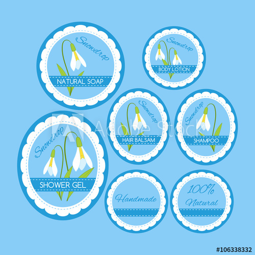 500x500 Vector Set Of Labels For Natural Beauty Cosmetic Products Hand