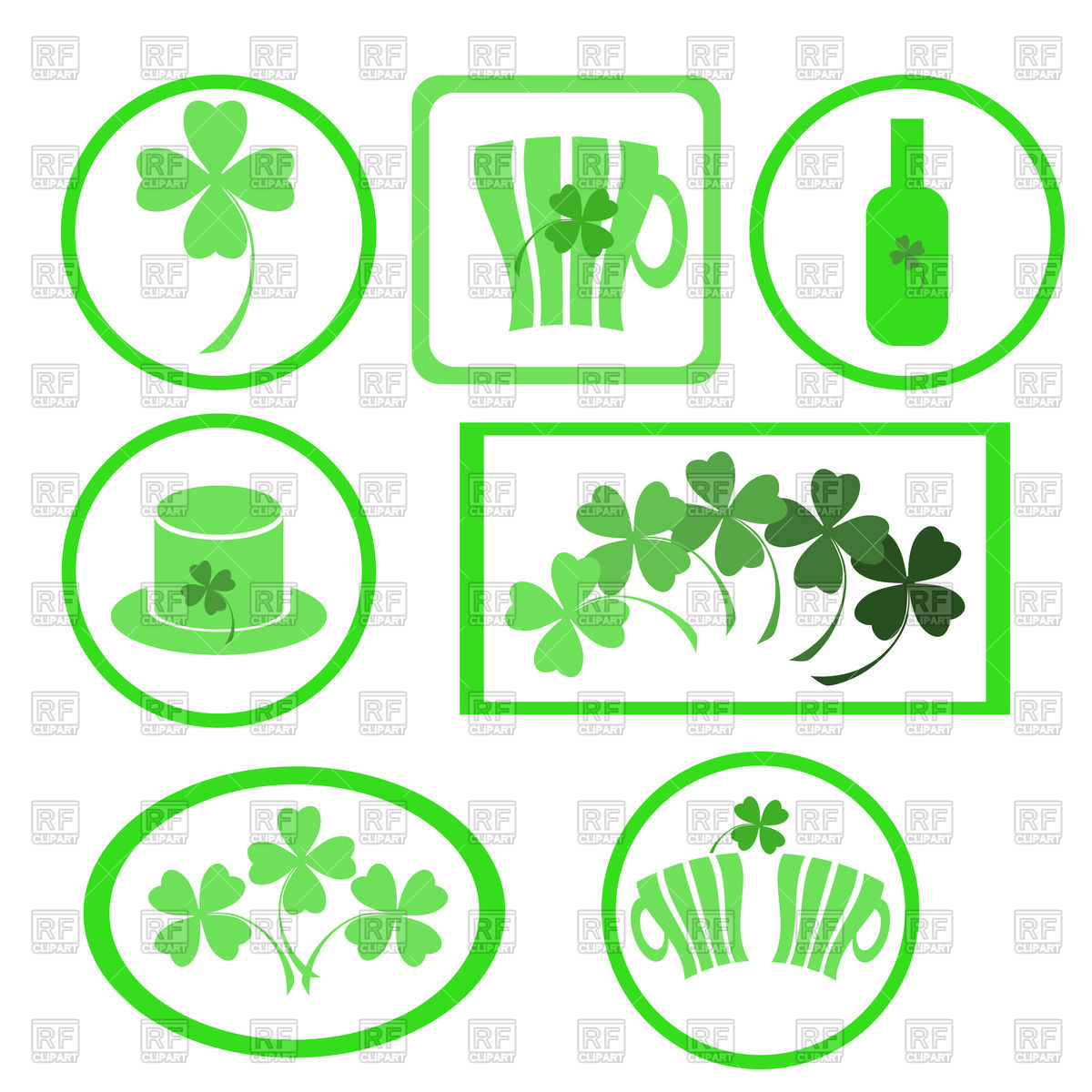 1200x1200 St Patrick's Day Icons With Irish Shamrock Vector Image Of Icons