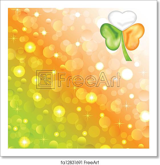 561x581 Free Art Print Of Shamrock In Irish Flag Color For Saint Patrick