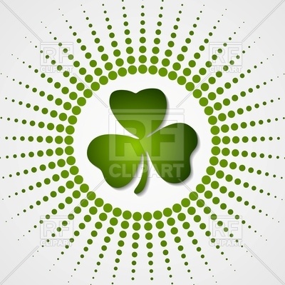 400x399 Green Shamrock Clover And Halftone Beams Background Vector Image