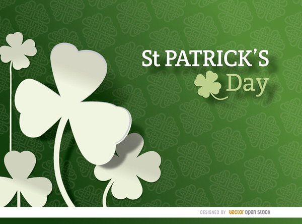 600x444 St Patricks Shamrock Pattern Background Free Vector Free