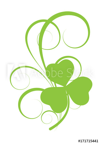 348x500 Green Shamrock Vector Swirl Flourish Element