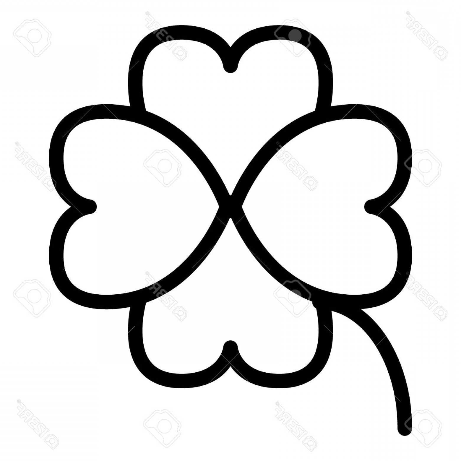 1560x1560 Photostock Vector Four Leaf Clover Line Icon Shamrock Vector