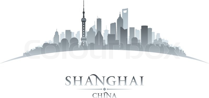 800x377 Shanghai China City Skyline Stock Vector Colourbox