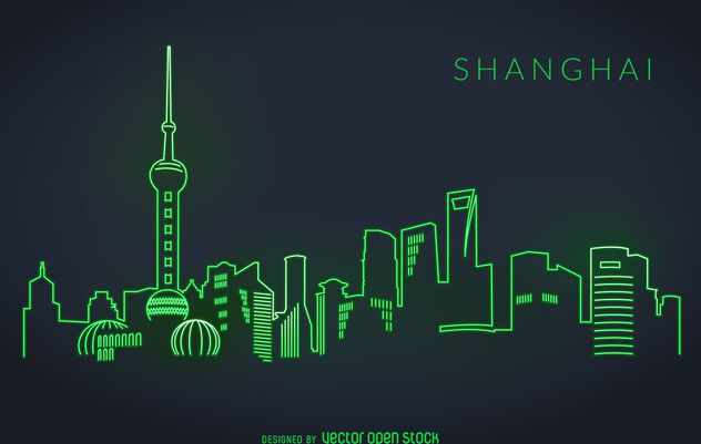 632x401 Shanghai Neon Skyline Free Vector Download Cannypic