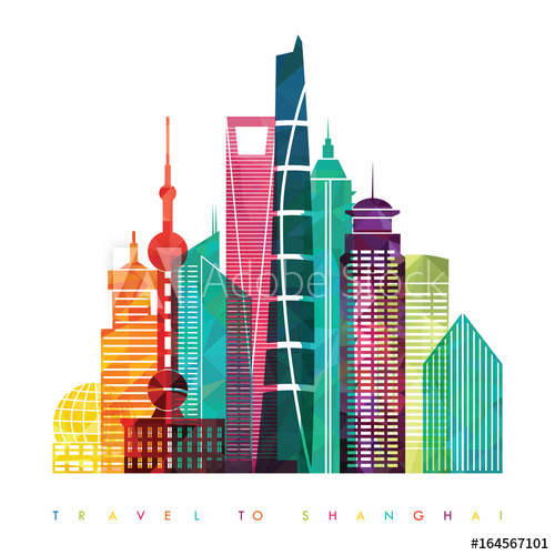 500x500 Shanghai Skyline Vector Illustration